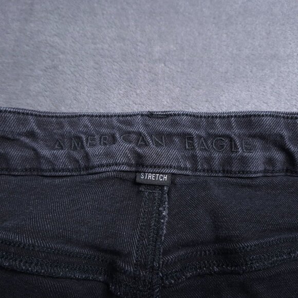 American Eagle Curvy Mom Jeans 6 Short High Rise Faded Black Stretch - Picture 8 of 9